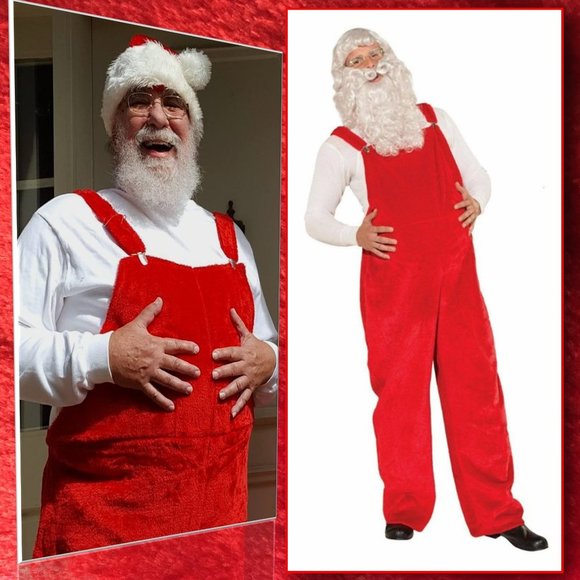 Other - FORUM NOVELTIES Men's Santa Claus Costume Plush Overalls, Red, One Size - NEW!